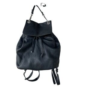 calvin klein black leather backpack Organizational Backpack, Black/Silver, One Size Designed with a roomy interior Calvin Klein Ultralight Roll Backpack